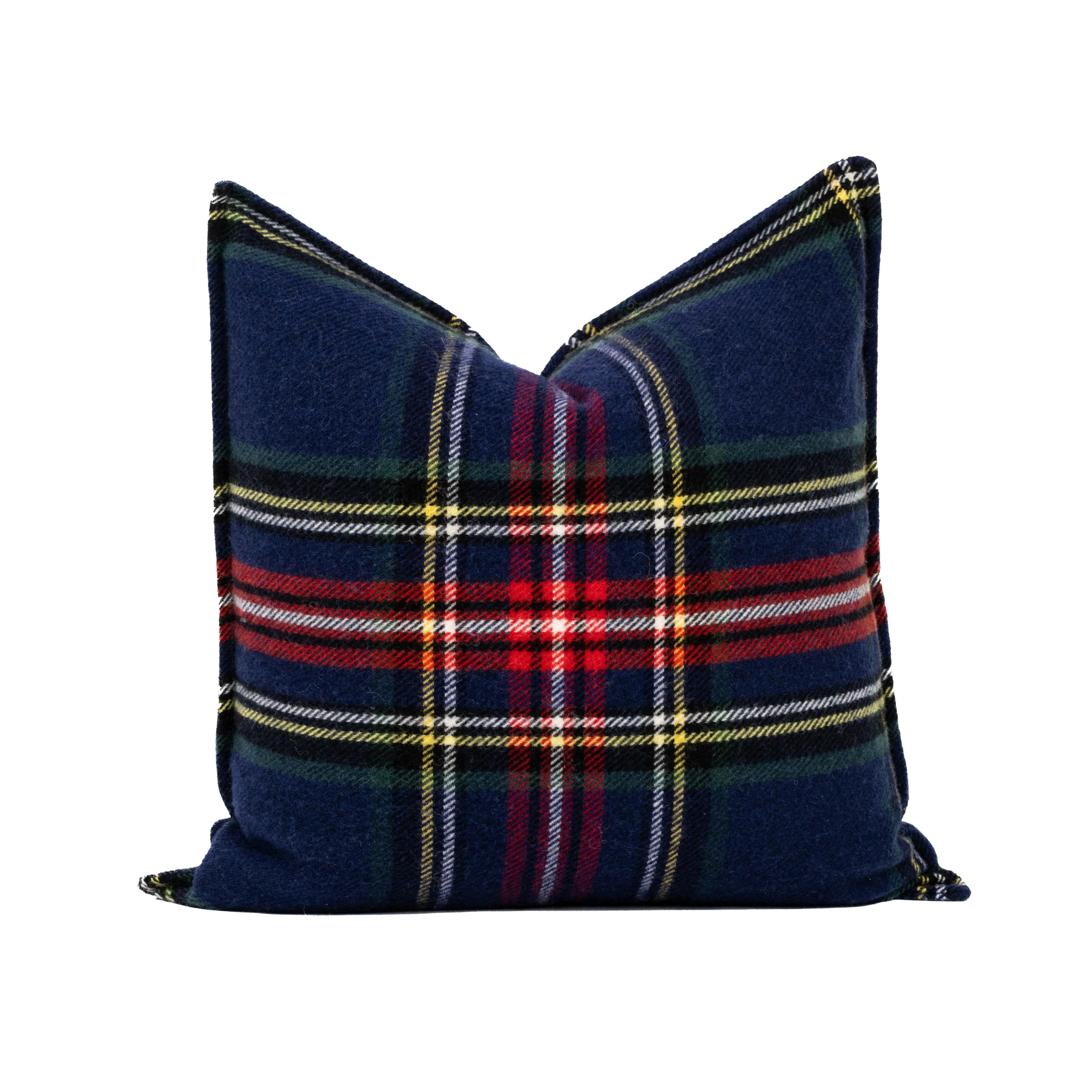 Royal Stewart Tartan Plaid, Decorative Navy Christmas Pillow Cover, with Flanged Border, 20 | Hofdeco