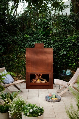 Weathering Steel Planed Outdoor Fireplace | Anthropologie (US)