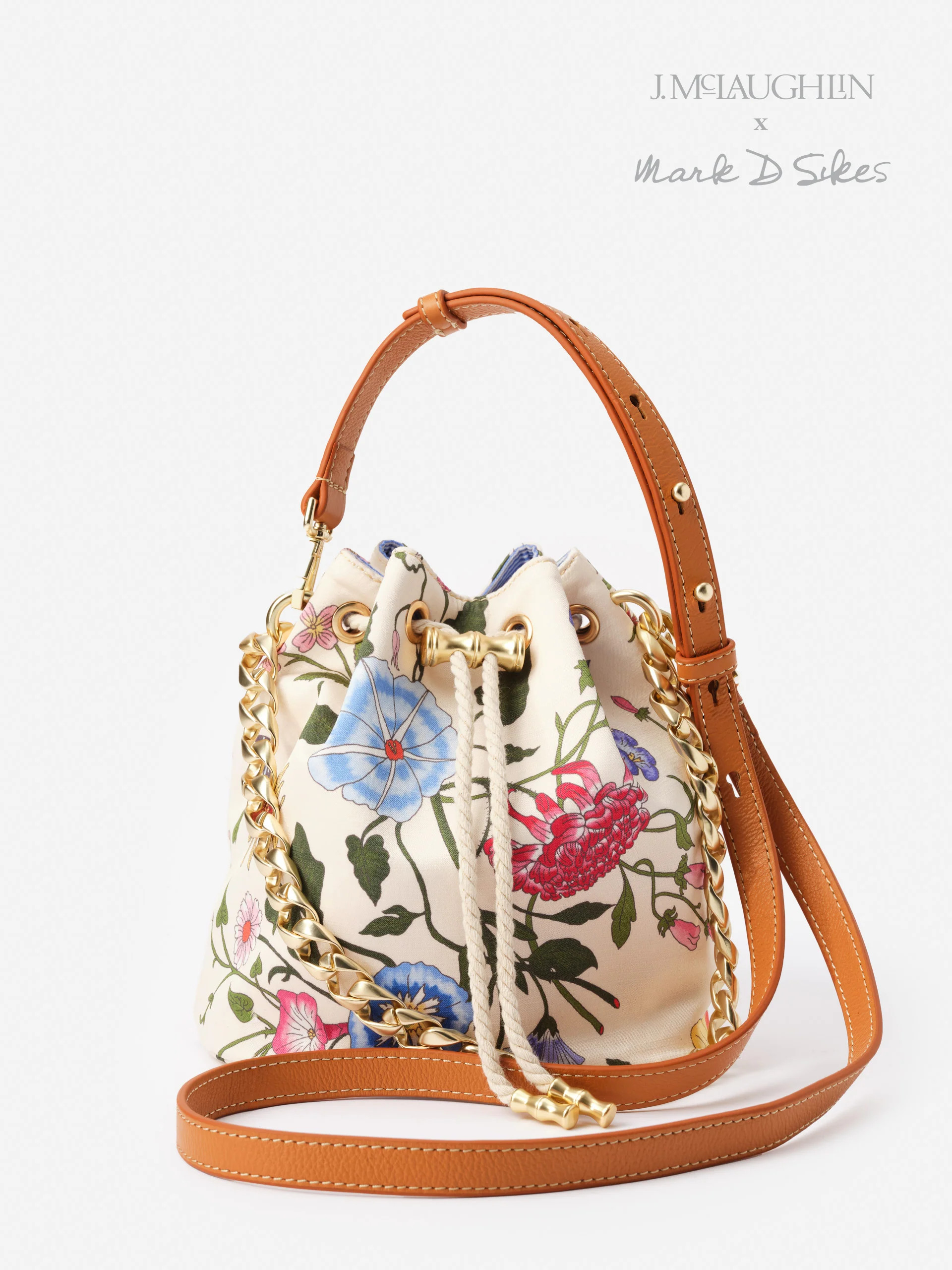 Off_White/Multi Dragonfly Garden Sarah Bucket Bag | Women's Handbags | J.McLaughlin | J.McLaughlin