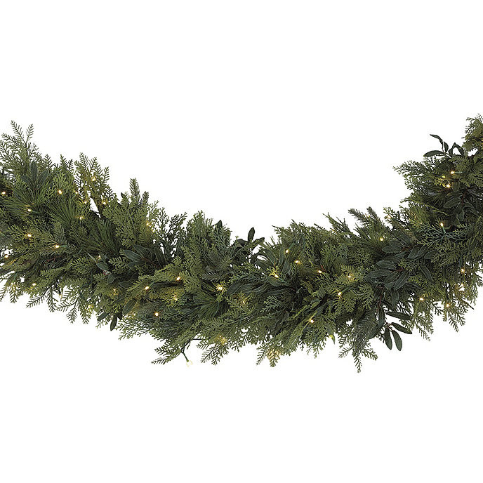 Prelit Mixed Cedar Holiday Garland 6 Ft | Ballard Designs, Inc.