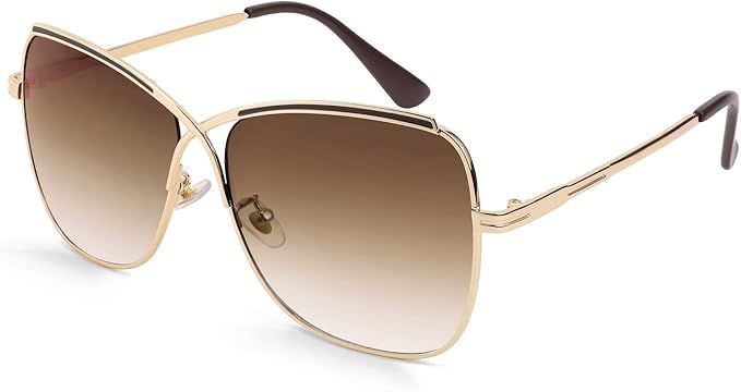 FEISEDY Womens Aviator Sunglasses X Shape Design Oversized Butterfly Lady Sunglasses B2738 | Amazon (US)