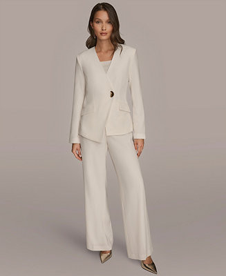 Donna Karen New York Women's Asymmetrical Blazer & Wide Leg Pants - Macy's | Macy's
