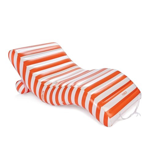 FUNBOY Giant Inflatable Luxury Orange & White Cabana Striped Chaise Lounger, Chair Pool Float for Adults, Perfect for a Summer Pool Party, Nearly 6 Feet Long | Amazon (US)