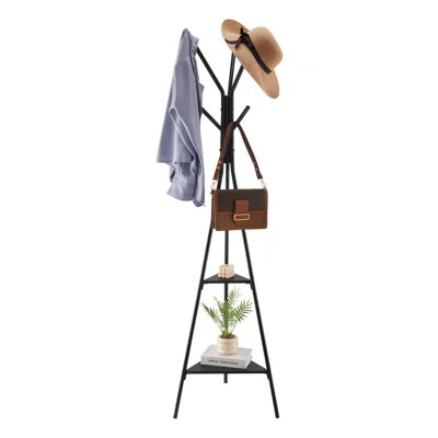 Coat Rack Freestanding Coats Rack Stand with 2 Shelves & 6 Hooks | Wayfair North America