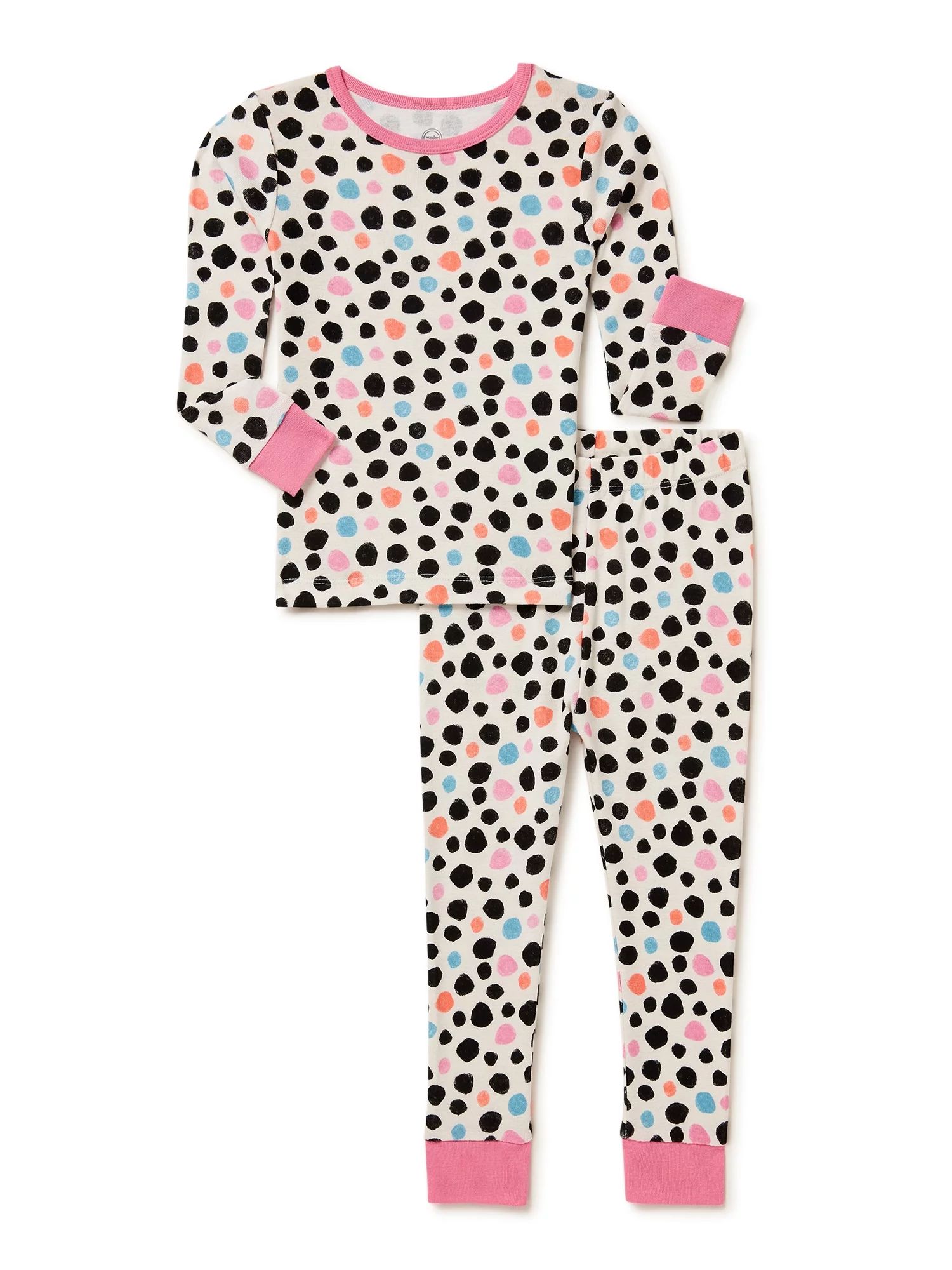 Wonder Nation Toddler Girls Long Sleeve Cotton Tight Fit Long Sleeve Top and Pajama Pants, 2-Piec... | Walmart (US)