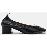 Zara - Leather Bow Heeled Ballet Flats - Black - 6 - Woman | Zara US