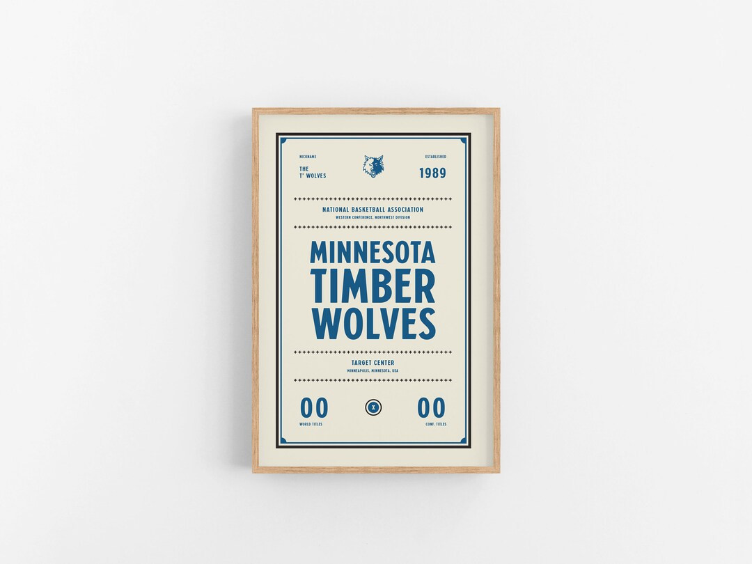 Minnesota Timberwolves Ticket Print Wall Art Vintage Poster Timberwolves Basketball - Etsy | Etsy (US)