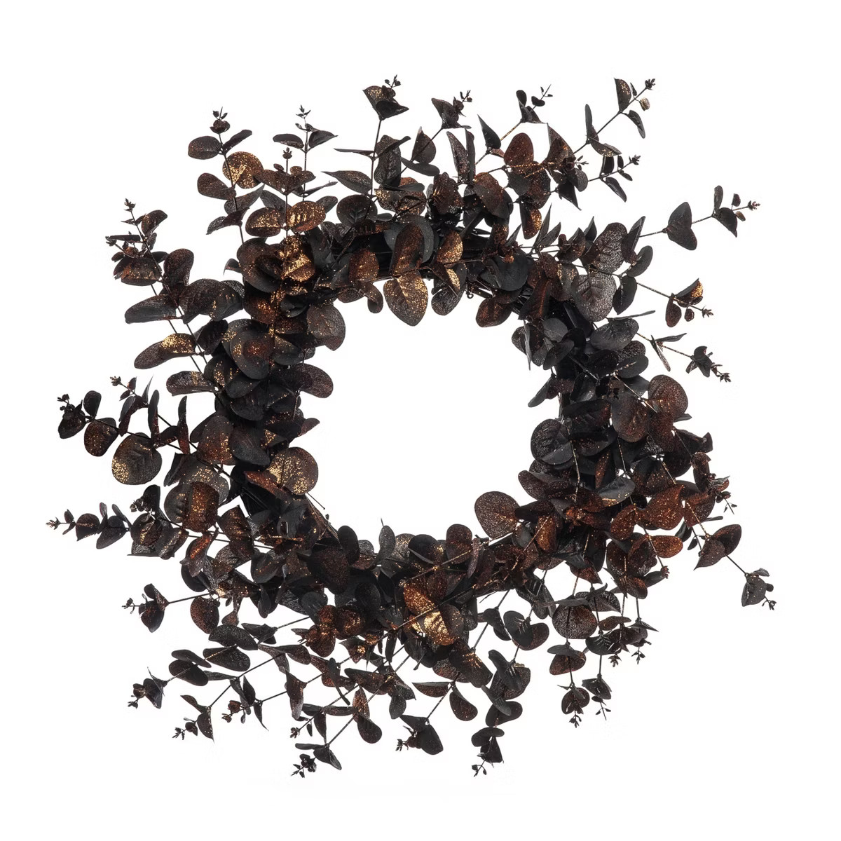 Transpac Artificial 24 in. Black Halloween Spooky Eucalyptus Wreath | Target