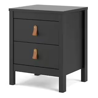 Tvilum Madrid 2-Drawer Black Matte Nightstand 79660gmgm | The Home Depot