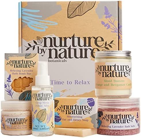 RELAX & CALM | Pamper Gift Package For Women By Nurture By Nature | Lavender Pillow Mist, Bath Salts | Amazon (US)