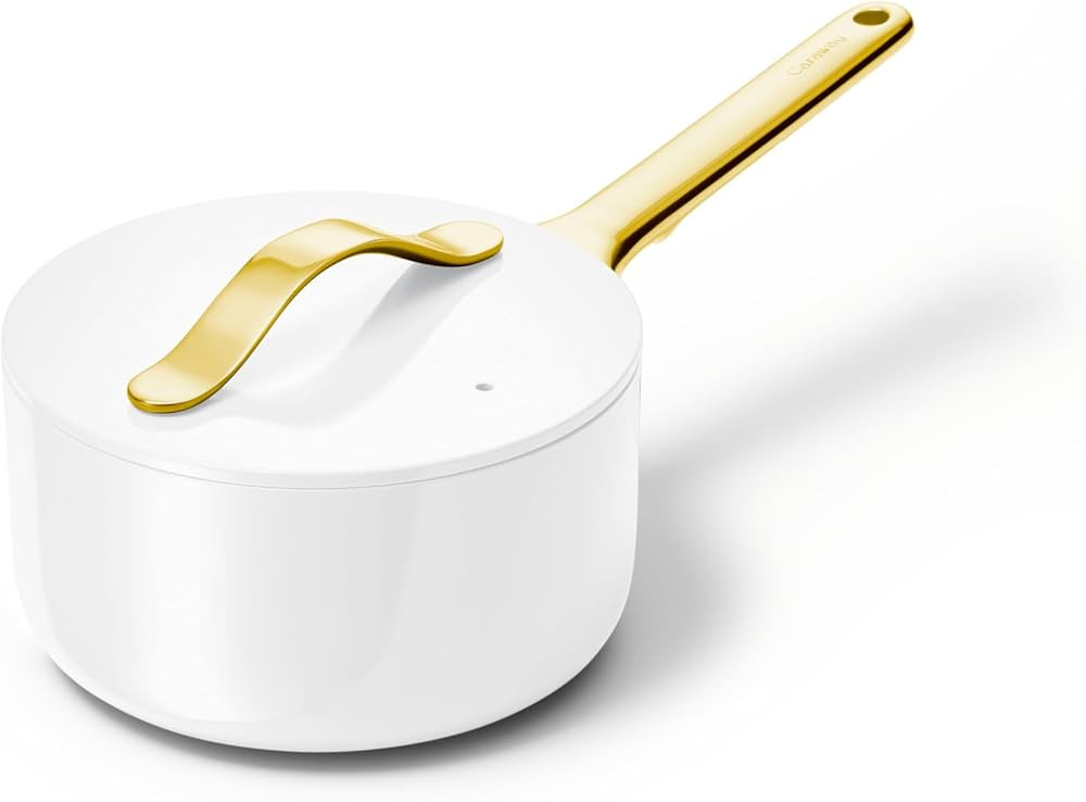 Caraway Nonstick Ceramic Sauce Pan with Lid (1.75 qt) - Non Toxic, PTFE & PFOA Free - Oven Safe &... | Amazon (US)