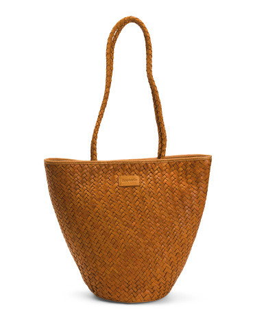 Leather Arlington Woven Bucket Bag | TJ Maxx