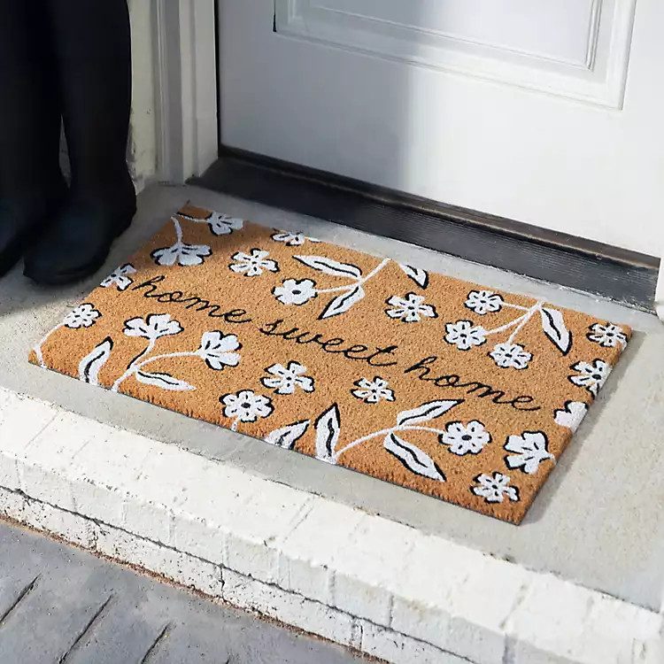 New! Home Sweet Home Floral Coir Doormat | Kirklands