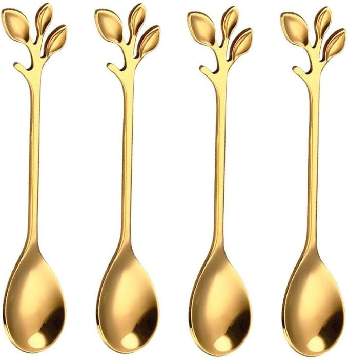 20 Pack Stainless Steel Leaf Coffee Spoon Tableware Dessert Spoons, Stirring, Mixing, Sugar, Stir... | Amazon (US)