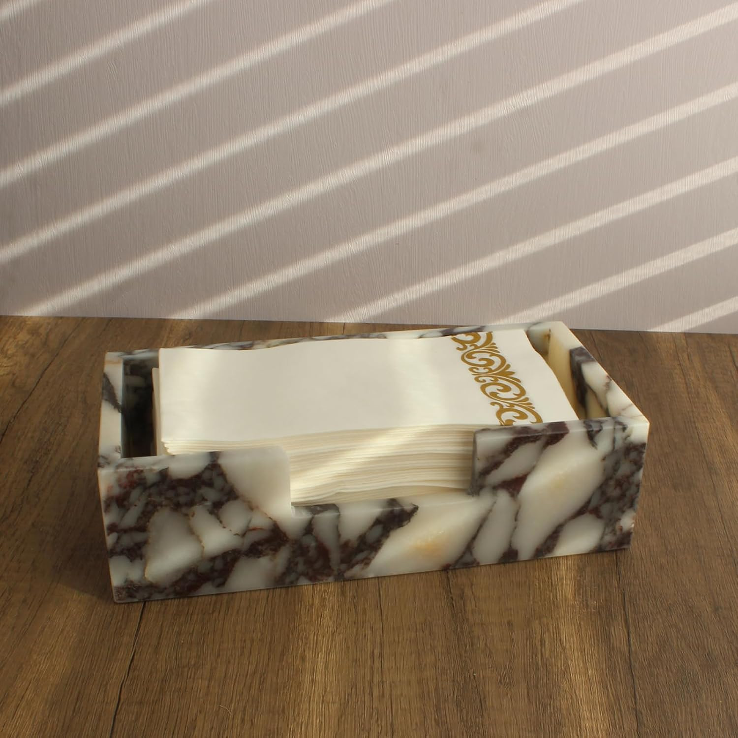 Natural Calacatta Viola Marble Napkin Holder 9.8"x4.9"x2.8", Guest Towel Holder, Paper Hand Basket for Bathroom/Kitchen/Restaurant | Amazon (US)