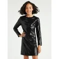 Scoop Girls Sequin Dress with Long Sleeves, Sizes 4-18 | Walmart (US)