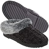 Dearfoams Women's Chenille Clog Slipper, Black, XL Regular US | Amazon (US)