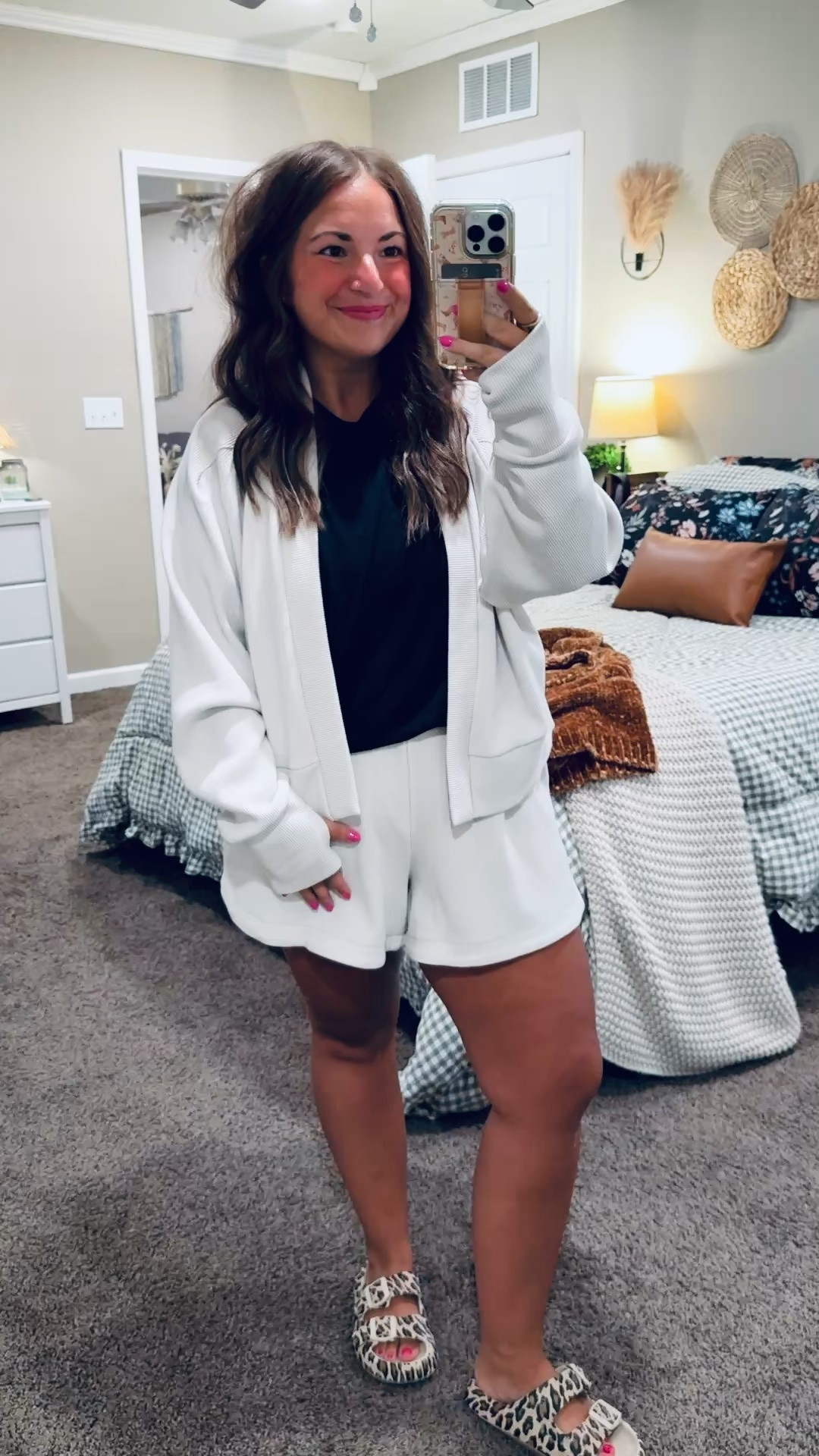 This comfy Walmart outfit is perfect for transitioning into fall! Wear the cardigan and shorts together now, then style them separately as the weather cools down. 🖤✨


sandals: fit true to size // wearing a 5
shorts: fit true to size // wearing a large
tee: fits true to size // wearing a large
cardigan: fits true to size // wearing a large (kind of a cropped fit) 

 #LTKMidsize