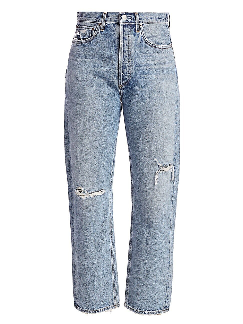 Agolde Women's 90's Mid-Rise Loose Straight-Leg Distressed Jeans - Captured - Size 29 | Saks Fifth Avenue