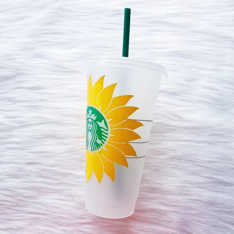 4-6 WEEK PROCESSING - Sunflower Custom Reusable Cold Venti Starbucks Cup, Best Friend Gift | Etsy (US)