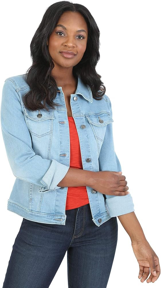 Women's Stretch Denim Jacket, Weathered, Medium at Amazon Women's Coats Shop | Amazon (US)