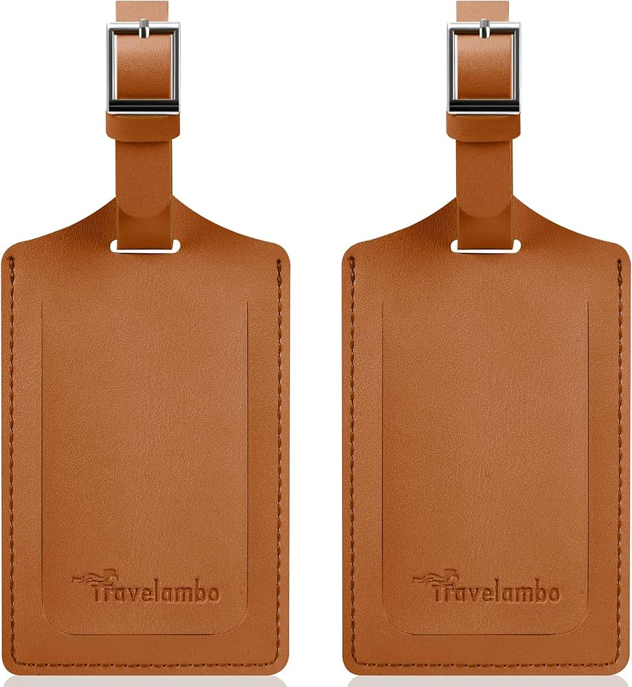 Travelambo Luggage Tags for Suitcases Faux Leather Privacy Protection 2 Pack Bag Tags Travel Acce... | Amazon (US)