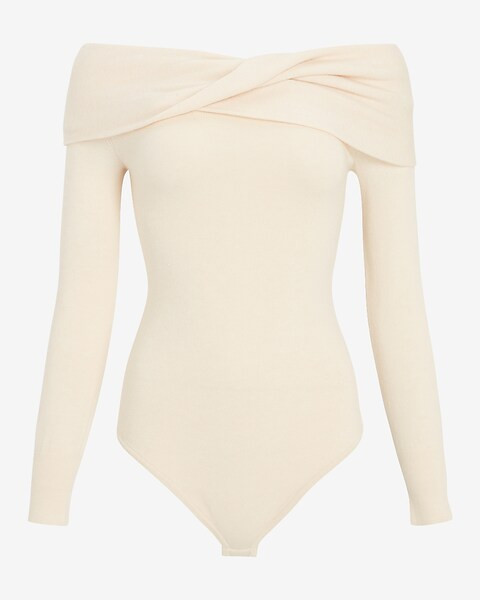 Ultra Soft Twisted Off The Shoulder Sweater Thong Bodysuit | Express