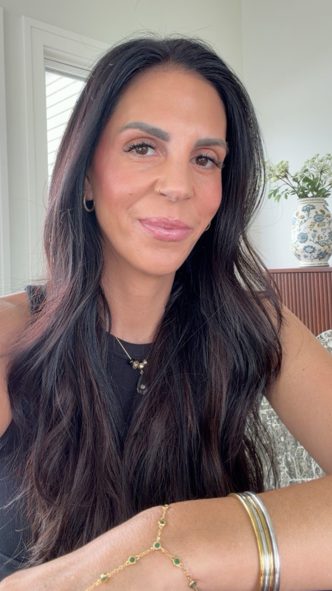 5 minute makeup at 45 years old!  

SPF- 2 that I love 
Summer Friday’s skin tint- #5 
Color corrector- peach
Setting spray 
Bronzer stick- #2 
Hoola Bronzer - ￼medium
Blush- Pinkgasm
Fenty Gloss- fussy

#LTKselfcare #LTKU #LTKOver40