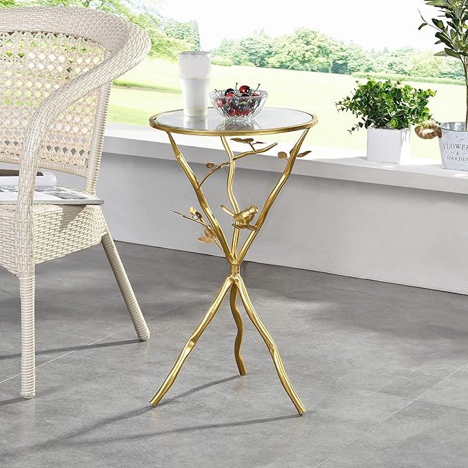 FirsTime & Co.® Gold Bird and Branches Outdoor Tripod Table, American Crafted, Metallic Gold, 14... | Amazon (CA)