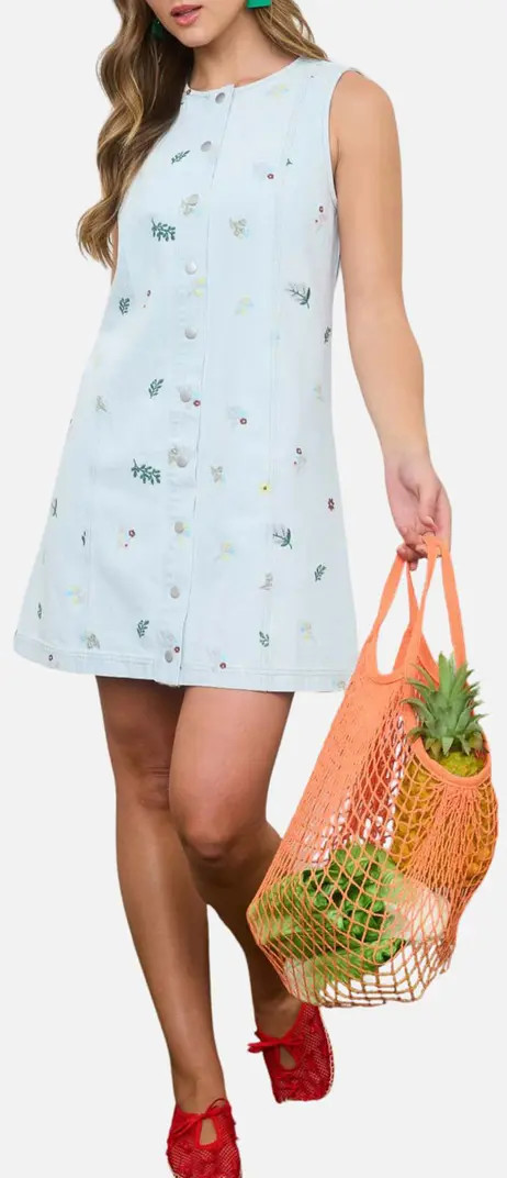 Blu Pepper Sleeveless Button Front Denim Dress | Nordstromrack | Nordstrom Rack