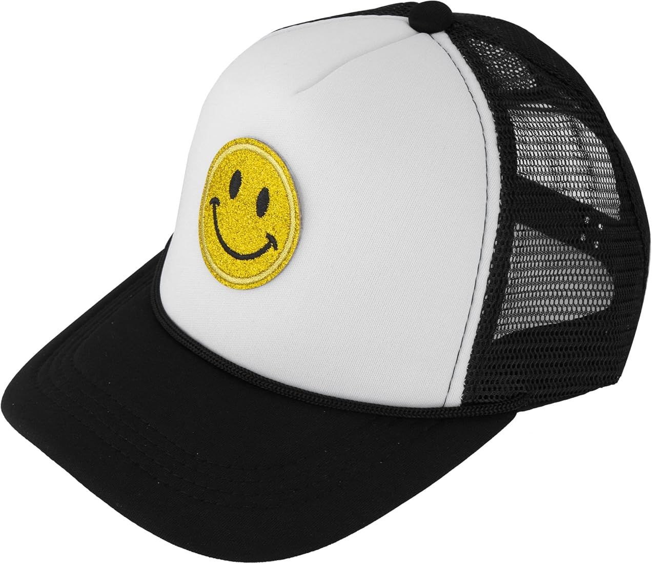 Smiley Face Hat Embroidered High Crown Foam Mesh Adjustable Snapback Trucker Cap for Men and Wome... | Amazon (US)