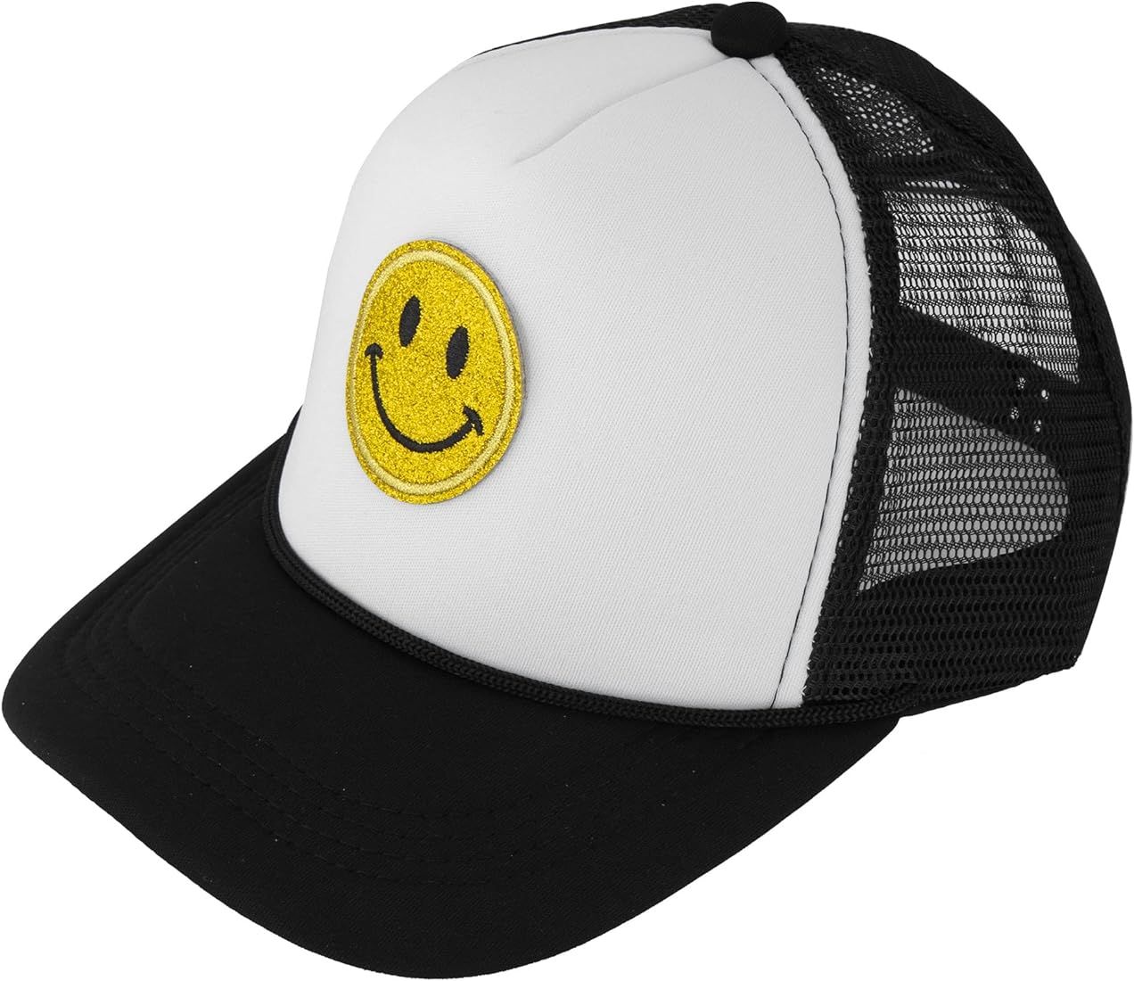 Smiley Face Hat Embroidered High Crown Foam Mesh Adjustable Snapback Trucker Cap for Men and Wome... | Amazon (US)