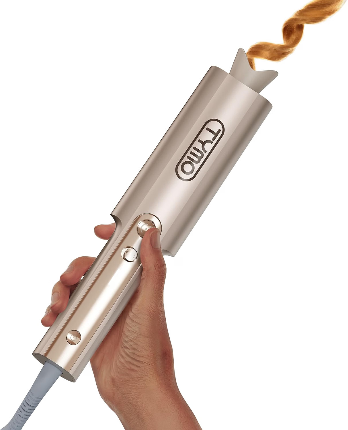 TYMO CurlPro Plus Automatic Rotating Curling Iron - Upgraded Long Barrel Curling Wand for Beach Waves & Long Hair, Ceramic Hair Curler for Women, Anti-Scald, 600M Ionic, Dual Voltage, Gold, 1 Inch | Amazon (US)
