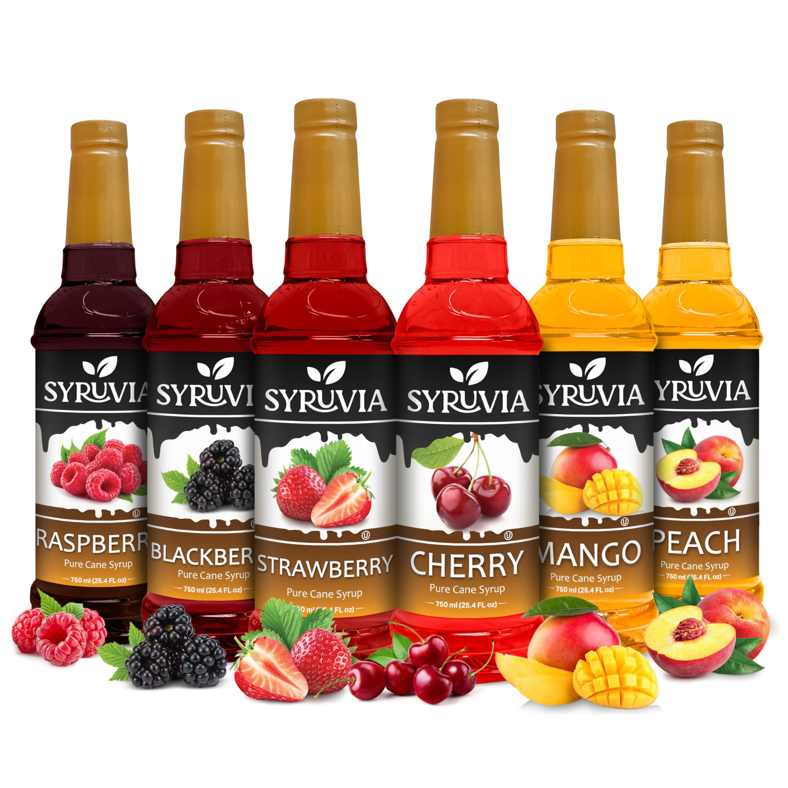 Syruvia Summer Fruit Syrup Variety Pack – Strawberry, Blackberry, Raspberry, Cherry, Mango & Pe... | Amazon (US)