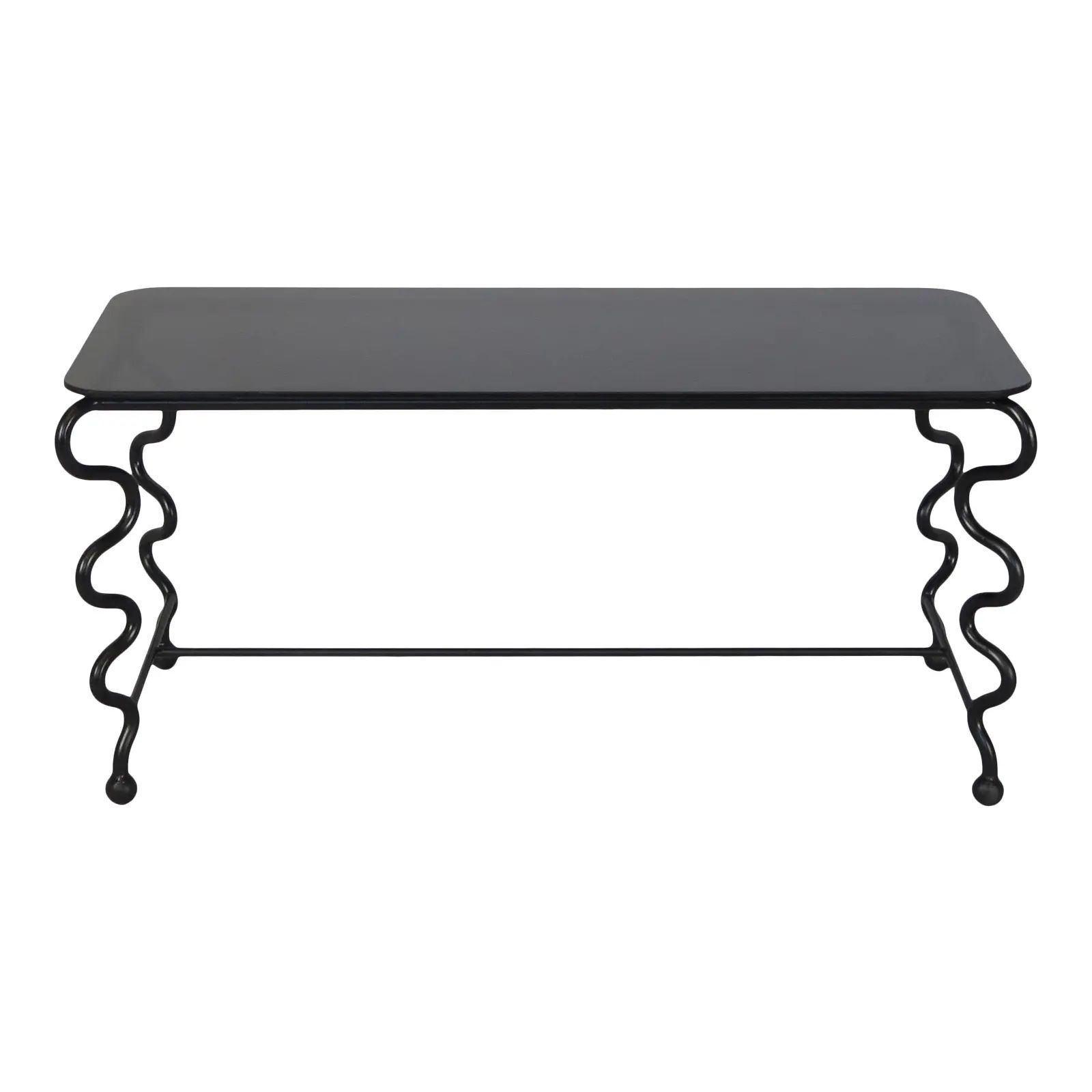 'Serpentine' Coffee Table With Black Glass Top | Chairish