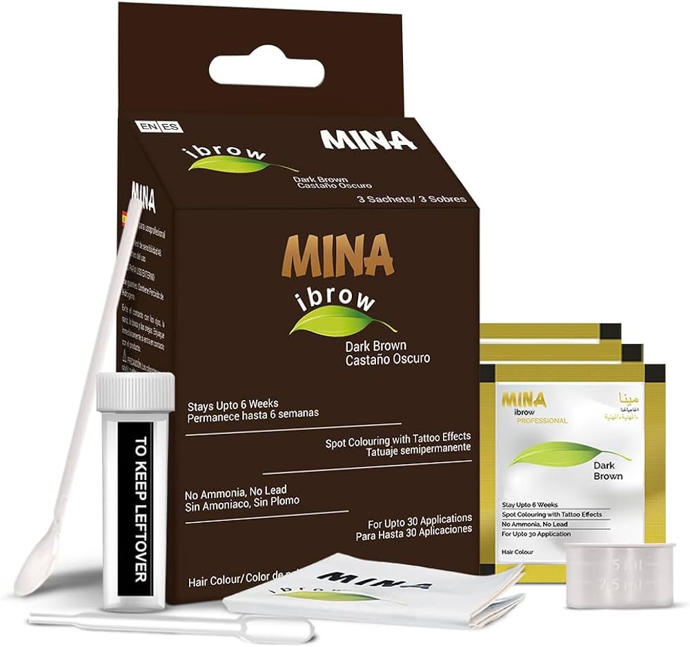 Mina ibrow Tint kit Dark Brown|Natural Spot coloring Brow Tinting Powder, Water and Smudge Proof ... | Amazon (US)