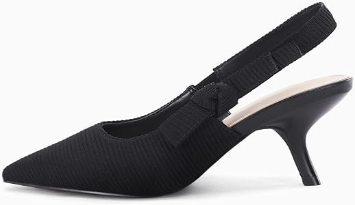 Coutgo Womens Slingback Kitten Heels Closed Pointed Toe Bowknot Knitted Slip On Work Pumps Dress ... | Amazon (US)