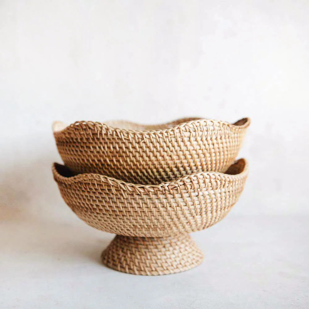 Rhode Rattan Scalloped Bowl | Roan Iris