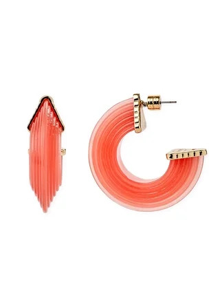 Scoop Women’s Coral Resin and 14K Gold Flash-Plated Hoop Earrings | Walmart (US)
