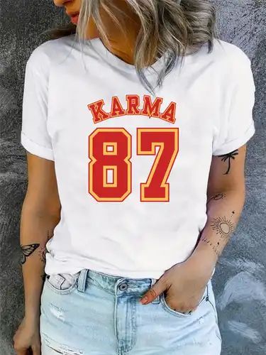 Karma Print T shirt Short Sleeve Crew Neck Casual Top For - Temu | Temu Affiliate Program