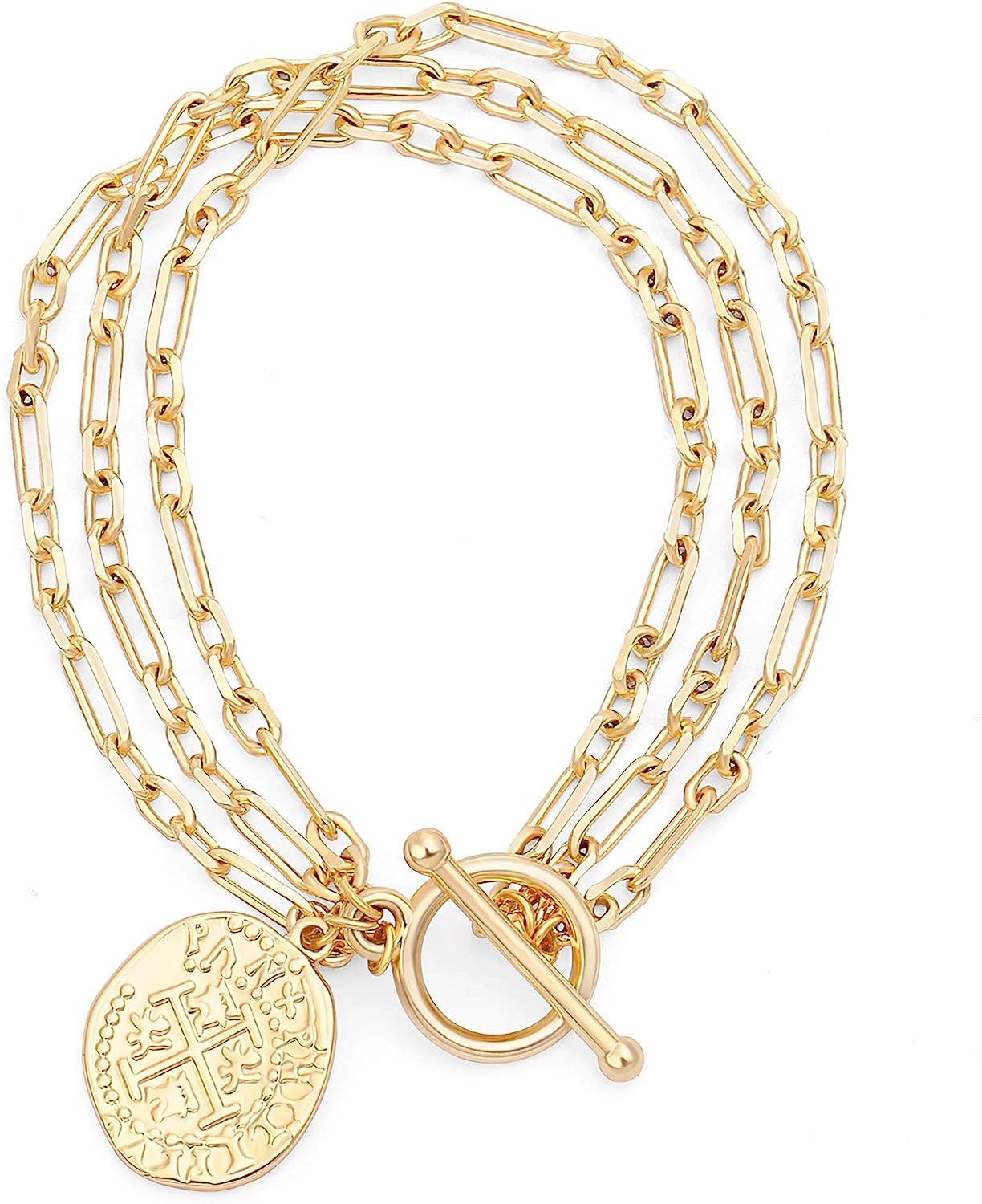 18k Gold Dainty Link Chain Bracelet Tennis Bracelet Cross Evil Eye Charm Bracelet Trendy Layering... | Amazon (US)