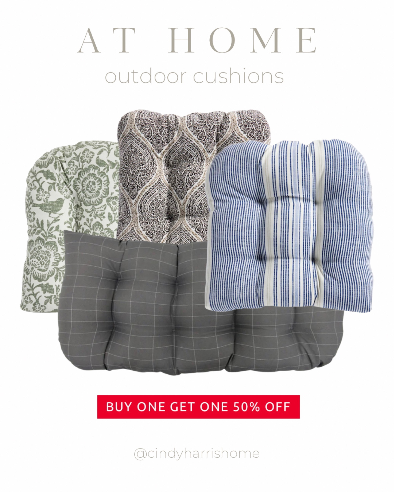 BOGO 50% off outdoor cushions from At Home! Sooo many color options available at the links below. 🔗👇 

These would pair perfectly with their wicker furniture, which is currently half off as well! 🎉 

#LTKSaleAlert #LTKHome