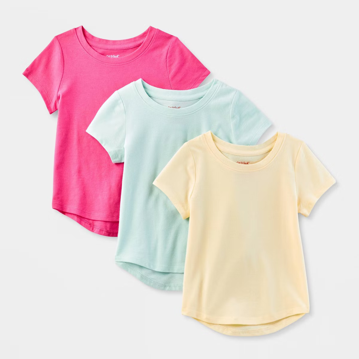 Toddler Girls' 3pk T-Shirt - Cat & Jack™ - Pink/Yellow/Mint Green | Target
