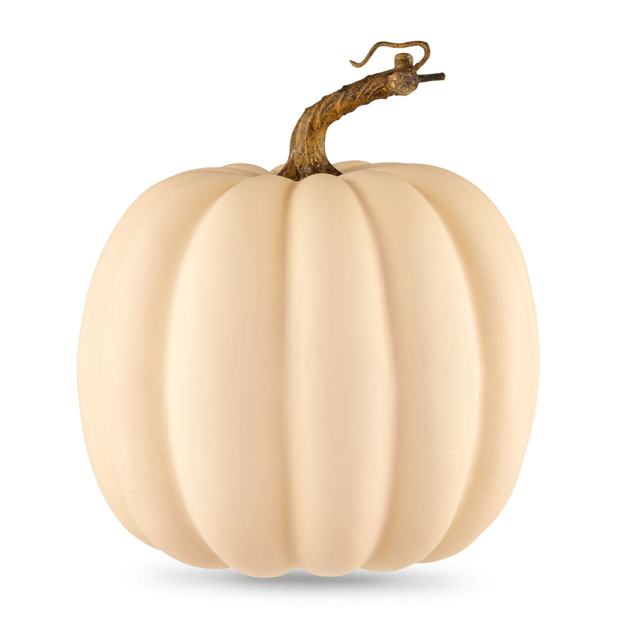 Fall Harvest 7.5 in x 7.5 in x 8 in Tall off-White Foam Pumpkin Decoration, Way to Celebrate | Walmart (US)