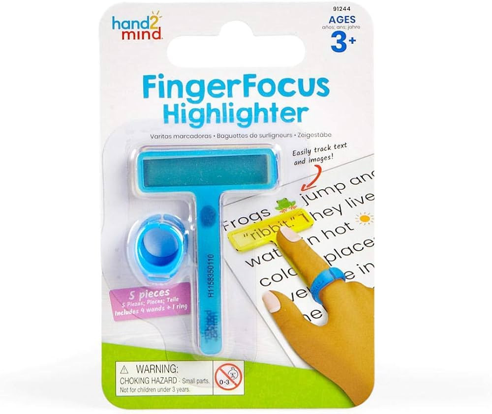 hand2mind FingerFocus Highlighter, Guided Reading Strips, Reading Pointers for Kids, Dyslexia Too... | Amazon (US)