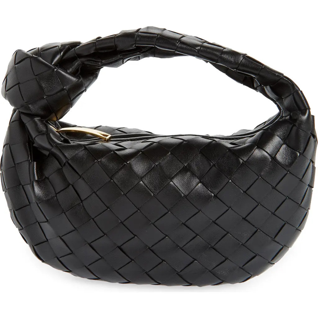 Bottega Veneta Mini Jodie Leather Hobo in Black/Gold at Nordstrom | Nordstrom