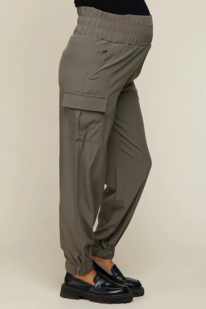 Olive Cargo Pocket Maternity Joggers | PinkBlush Maternity