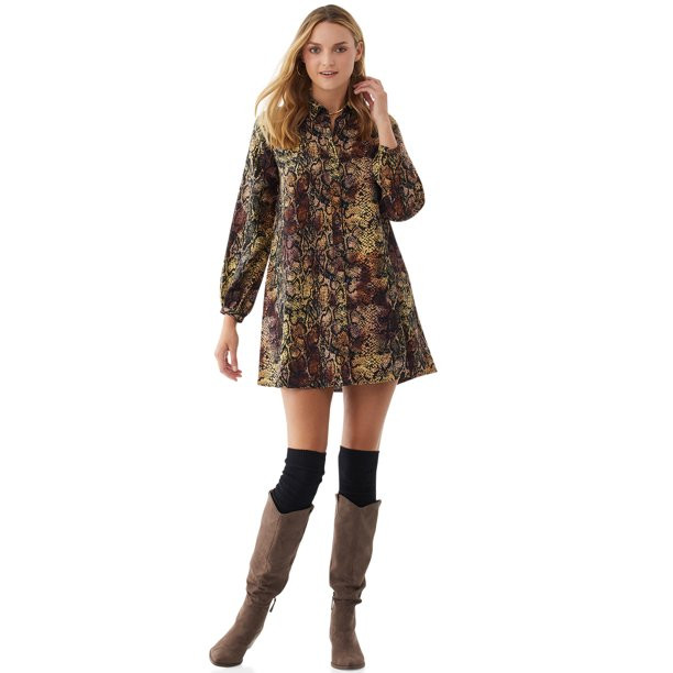 Scoop Women’s Printed Shirtdress, Multi Ombré Snake | Walmart (US)