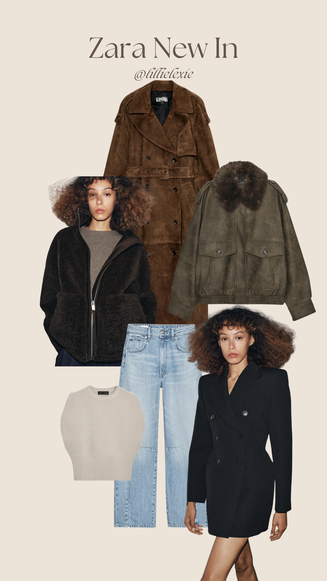 Zara New In, Autumn Outfits, Jeans, Faux Shearling Jacket, Suede Trench Coat, Blazer Dress 

 #LTKuk #LTKautumn #LTKstyletip