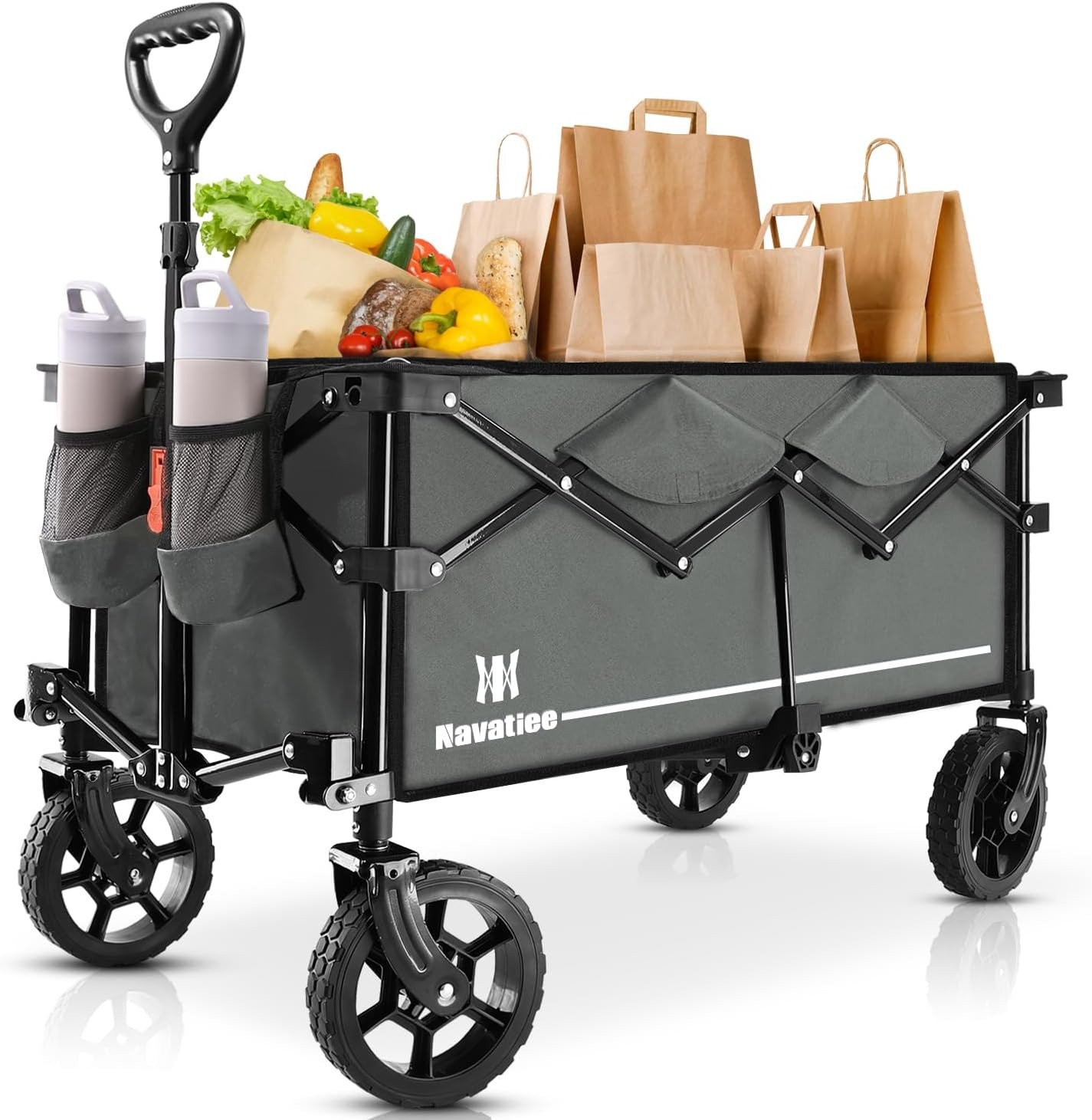 Navatiee 130L Collapsible Wagon - Large Capacity Folding Cart With Silent All-Terrain Wheels for ... | Amazon (US)